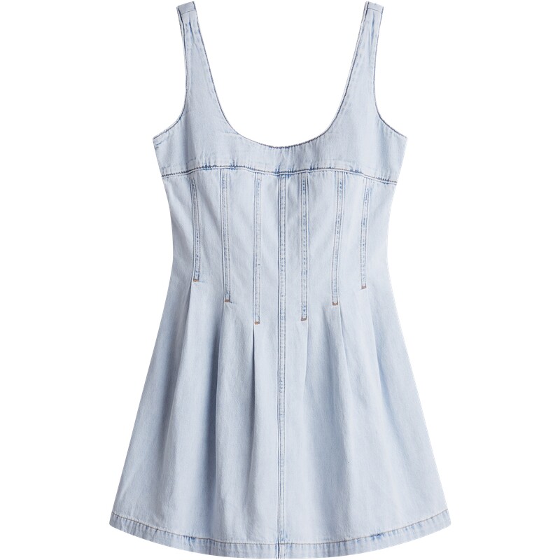Tommy女纯棉浅色吊带牛仔连衣裙