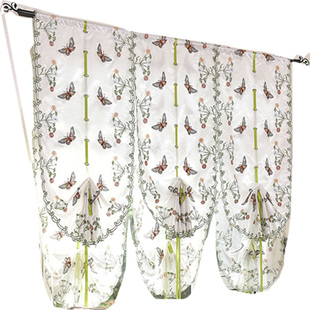 美式欧式乡村短帘半帘 气球帘提拉帘升降纱帘飘窗罗马帘厨房窗帘