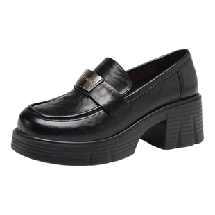 红蜻蜓女鞋秋季鞋子女士厚底增高皮鞋女款乐福鞋真皮新款单鞋软底