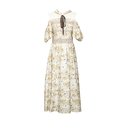 D-HARRY/迪哈利印花露肩袖连衣裙