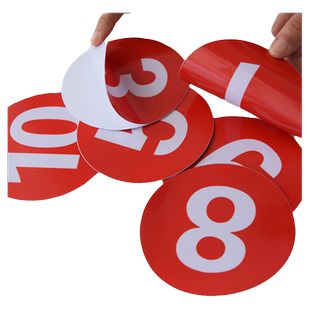 数字贴纸号码标识牌圆形编号反光防水不干胶幼儿园选手衣服直播序号楼层餐台仓库大小号PVC标签墙贴自粘定制