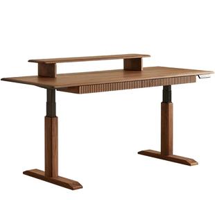 北美黑胡桃木升降书桌实木电动办公桌吧台桌多用智能双电机工作台