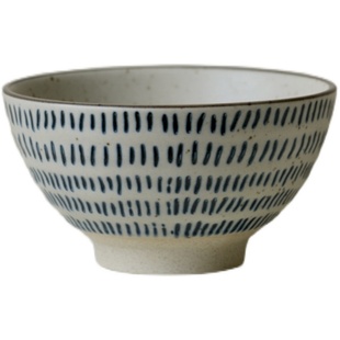 手作米饭碗.粗陶青花手绘碗陶瓷创意釉下彩复古耐高温家用/出丹麦