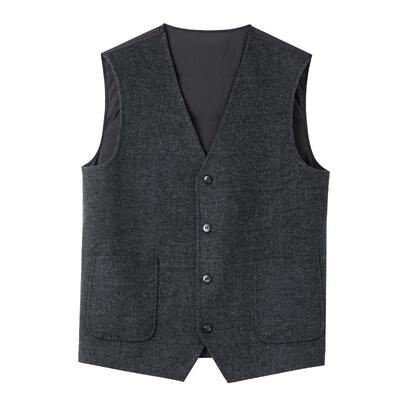 名闻羊毛双面呢羽绒拼接马甲