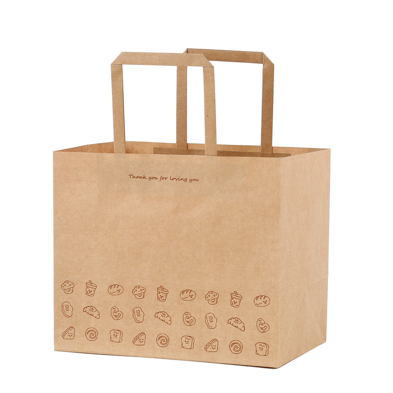 牛皮纸手提袋定制披萨烘焙蛋糕甜品咖啡外卖打包袋方型手柄手拎袋