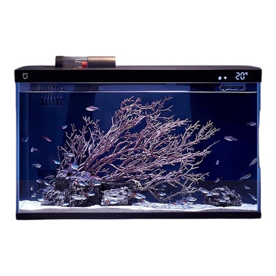 适配小米智能鱼缸造景内饰全套摆件南美风生态枯木景底砂画法几何