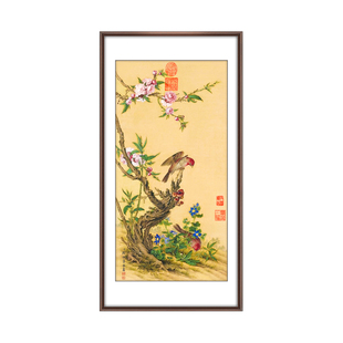 牡丹双绶十字绣2026新款高级客厅玄关古风名画简单手工刺绣花鸟图