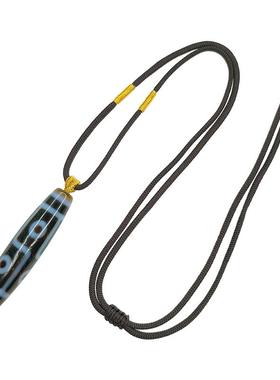 折线六6眼天珠项链天然西藏真品老料玛瑙男女文玩配饰锁骨毛衣链