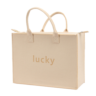 新款拉链高级时尚手提包便捷百搭大容量毛毡包加宽加厚支持定制