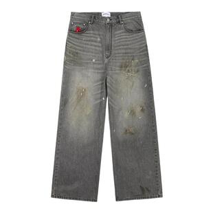 Brokenonyx 美国cone雾霾灰水洗牛仔裤街头1981M直筒垂感阔腿裤