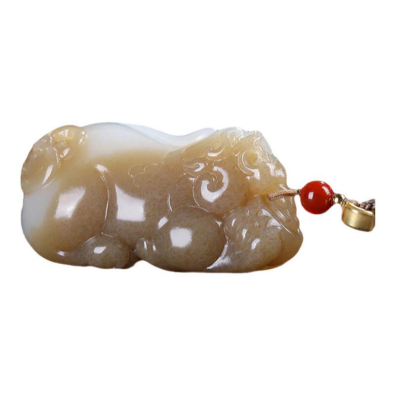和田玉糖羊脂白玉貔貅吊坠男女款