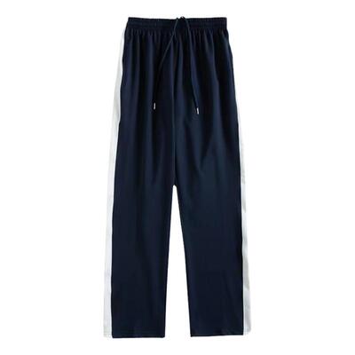 宝蓝色一条杠校服裤子夏季直筒