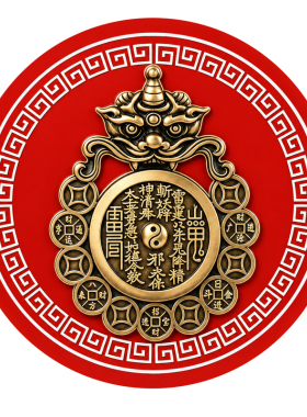 瑞兽山鬼八卦贴化解开门见消防栓