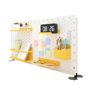 桌面洞洞板桌上隔板置物架配件书桌办公桌立式夹式收纳挂板免打孔