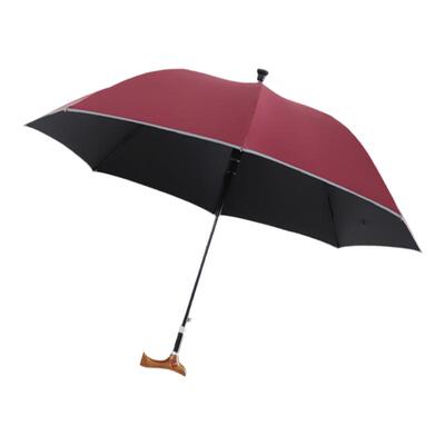 晴爽拐杖伞纯色黑胶防晒防滑助力