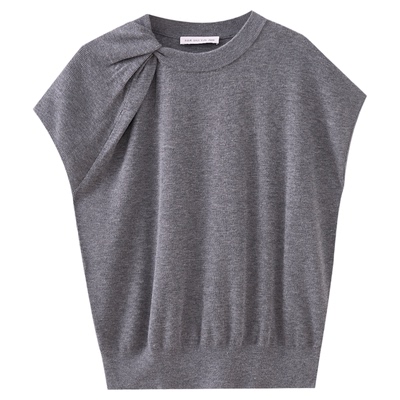 水云间包袖针织衫上衣女短袖羊毛小衫扭结利落设计感2026夏季新款