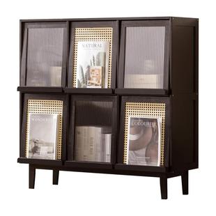 中古风上翻门斗柜书柜餐边柜客厅转角收纳柜阳台靠墙储物柜展示柜