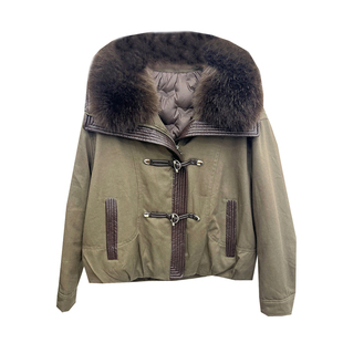 大毛领可拆卸白鸭绒厚外套女2025冬季新款时尚百搭皮扣子羽绒服潮