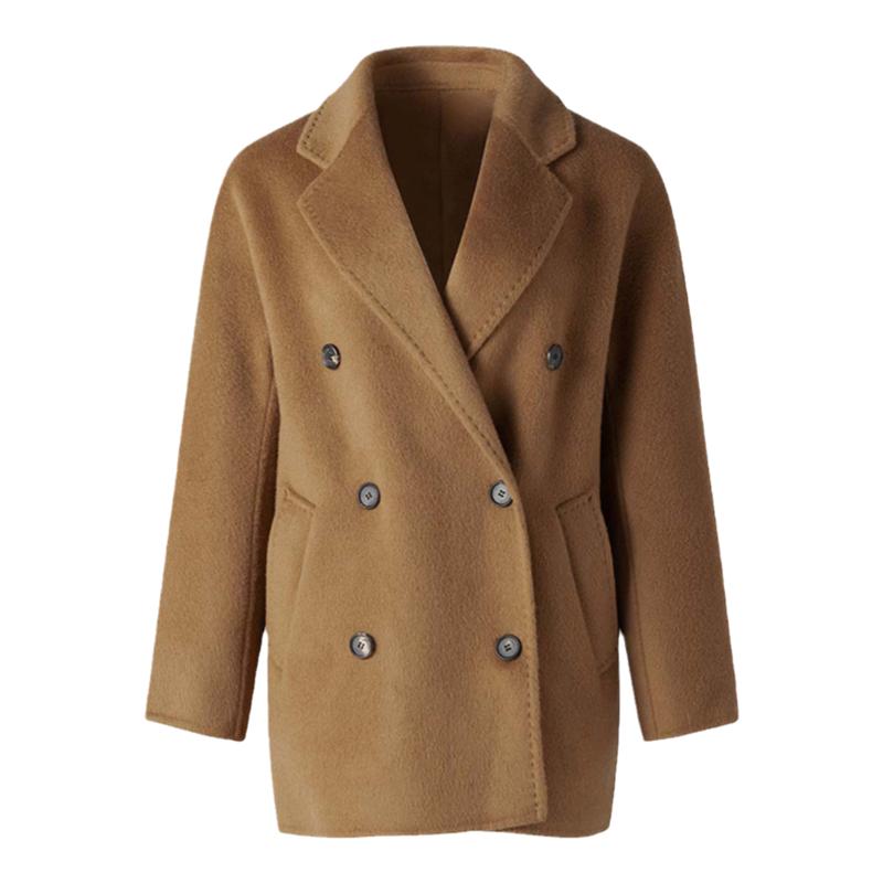 Aquascutum/雅格狮丹冬季新品女双排扣毛呢大衣外套Q5050EL2A1