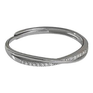 S925纯银线条排钻戒指女小众设计高级感时尚食指指环2025年新款潮