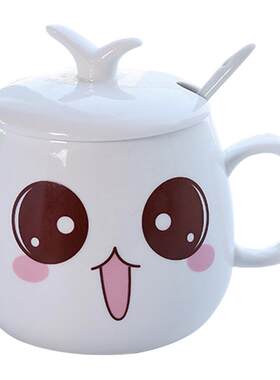 创意陶瓷杯子带盖个性表情可爱风