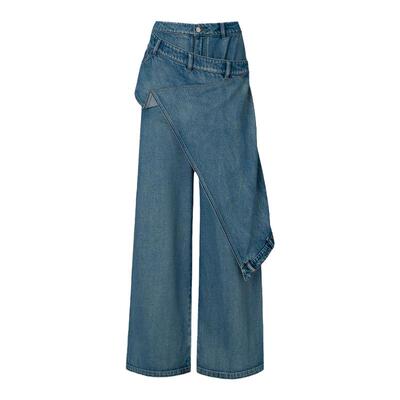 LEDIMWANG美式阔腿搭片牛仔裤女