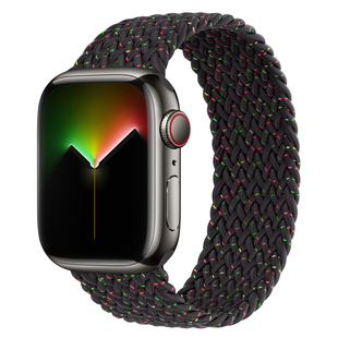 适用AppleWatchS11编织表带苹果表带10/9尼龙弹力单圈表带iwatch8/7/se/6代ultra表带男女官方同款SE3代44mm