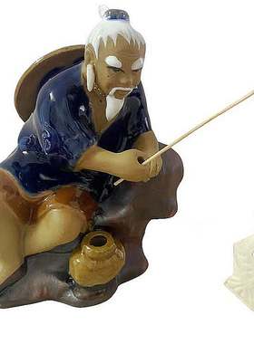 赤脚姜太公钓鱼假山陶瓷水族造景