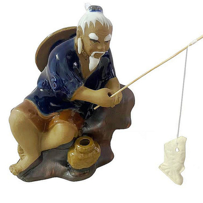 赤脚姜太公钓鱼假山陶瓷水族造景