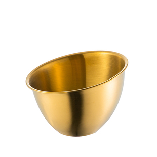 不锈钢蔬菜桶金色生菜碗沙拉碗商用自助餐调料斜口碗火锅店餐具