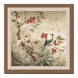 中式喜鹊洗衣机盖垫子吸水防晒冰箱防尘罩垫布硅藻泥床头柜防尘垫