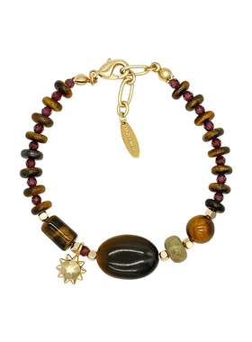 LAZY CIRCLES元气小太阳手链虎眼石榴石串珠美拉德色配饰