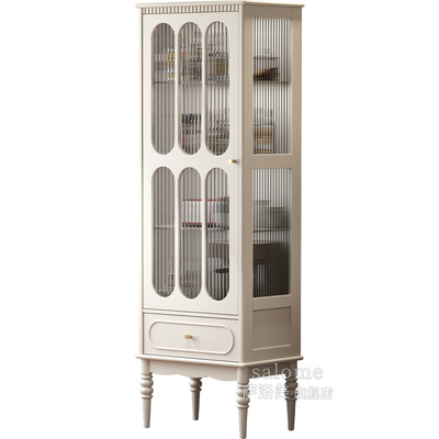 奶油白实木收纳柜边柜立柜酒柜