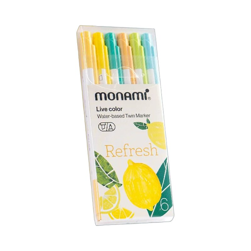 慕娜美正品monami绘画双头荧光笔