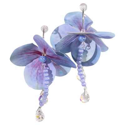 IPINK原创蓝色绣球花度假风耳环