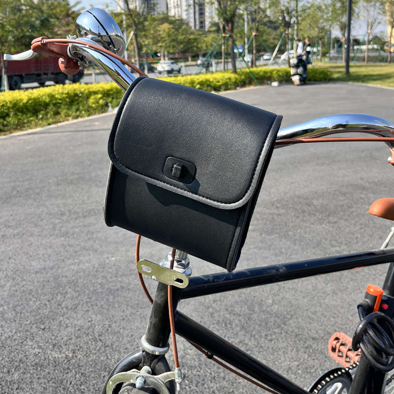 复古自行车单车电动车踏板摩托车皮革防水通用挂包车把包车头包包