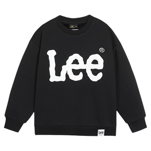Lee kids儿童卫衣圆领加绒加厚新款男童女童秋冬百搭保暖休闲上衣