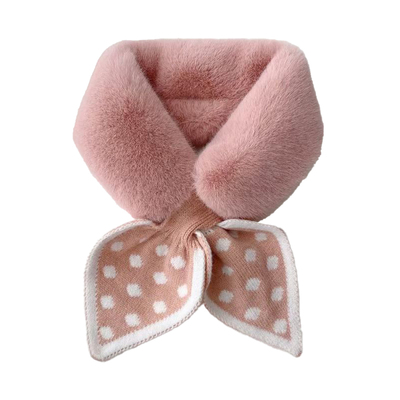 毛绒围巾女款2025新款冬感可爱百搭保暖交叉毛领围脖护颈加绒白色