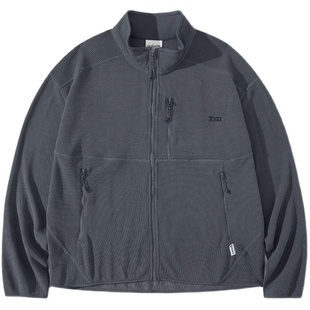 NOTHOMME 冲锋衣内搭抓绒华夫格户外抗菌立领开衫卫衣外套男