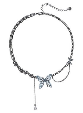 新款原创蓝色蝴蝶项链百搭高级轻奢精致小众锁骨链超仙清新项饰女