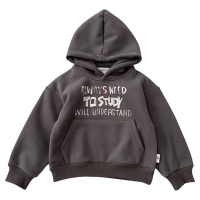 秋冬中小童纯棉帅气加绒连帽卫衣