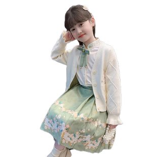 女童春装2026新款连衣裙儿童汉服国风新中式马面裙春秋款女孩套装