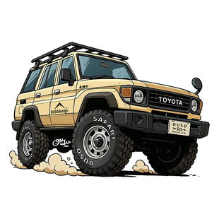 自制丰田 Land Cruiser LC车系主题复古经典车系列手绘插画冰箱贴