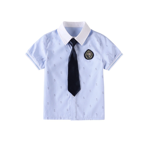 小学生校服夏季海军风白色衬衫纯棉短袖男女童园服毕业班班服裙子