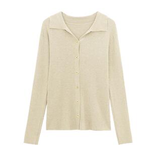 大码针织衫女2025新款秋季外套polo领毛衣开衫高级感外搭上衣胖mm