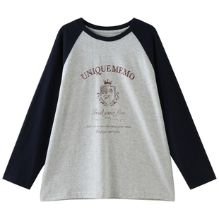 女大童学院风插肩袖T恤2026春装新款青少年休闲宽松长袖学生上衣