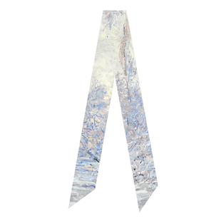 莫奈系列风景油画莫奈阿让特伊雪景飘带丝带百搭长条窄丝巾发带