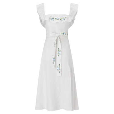 NotEVEN刺绣镂空长款a字连衣裙