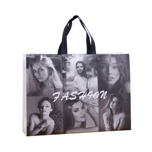 欧美头像男女服装店手提袋购物无纺布袋小中号可装皮草礼品定做l