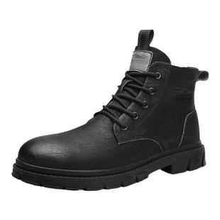 马丁靴男款英伦风2026新款冬季加绒保暖棉鞋防滑防水工装高帮皮鞋